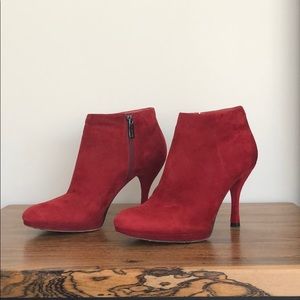 Via Spiga Red Suede Booties